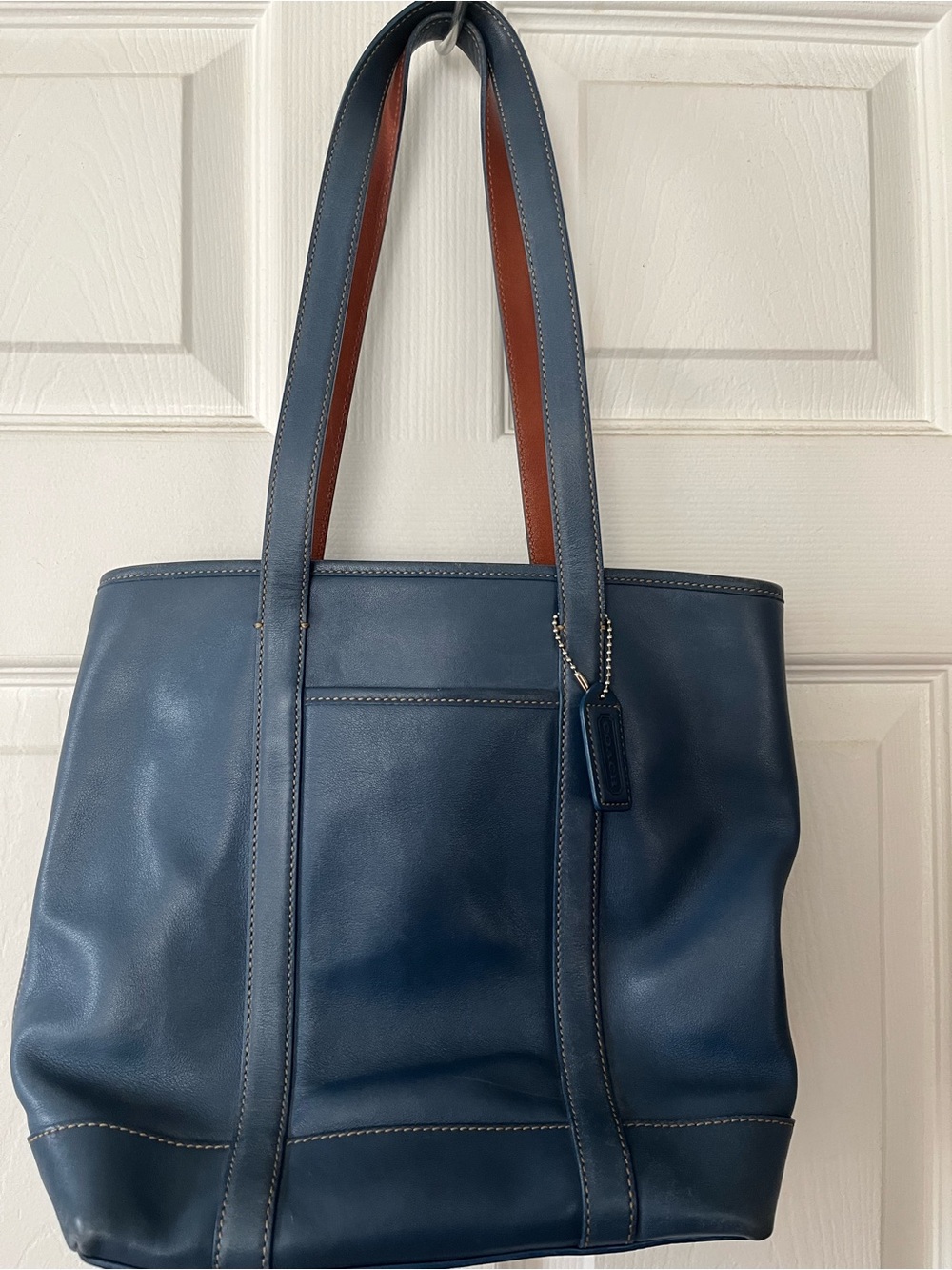 Vintage Coach Hampton Tote Blue Leather Style 5187